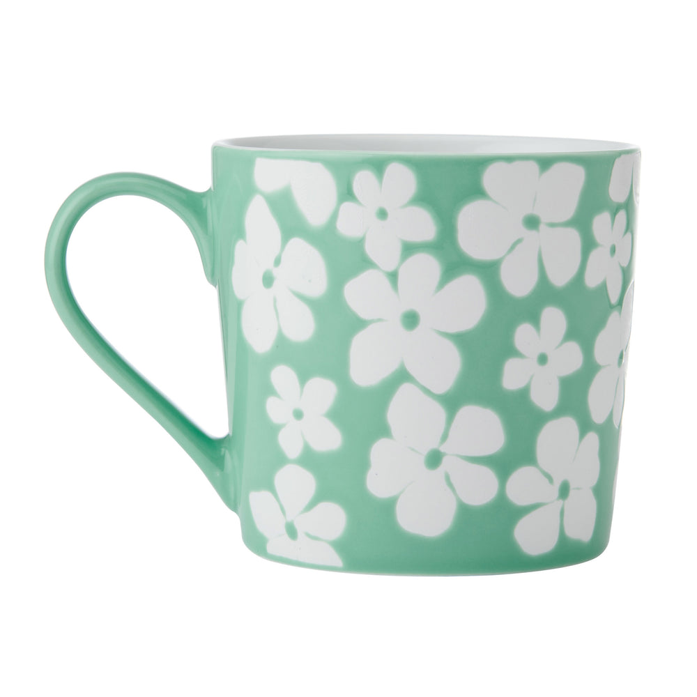 Mikasa Wax Resist Green Flower Mug, 360ML
