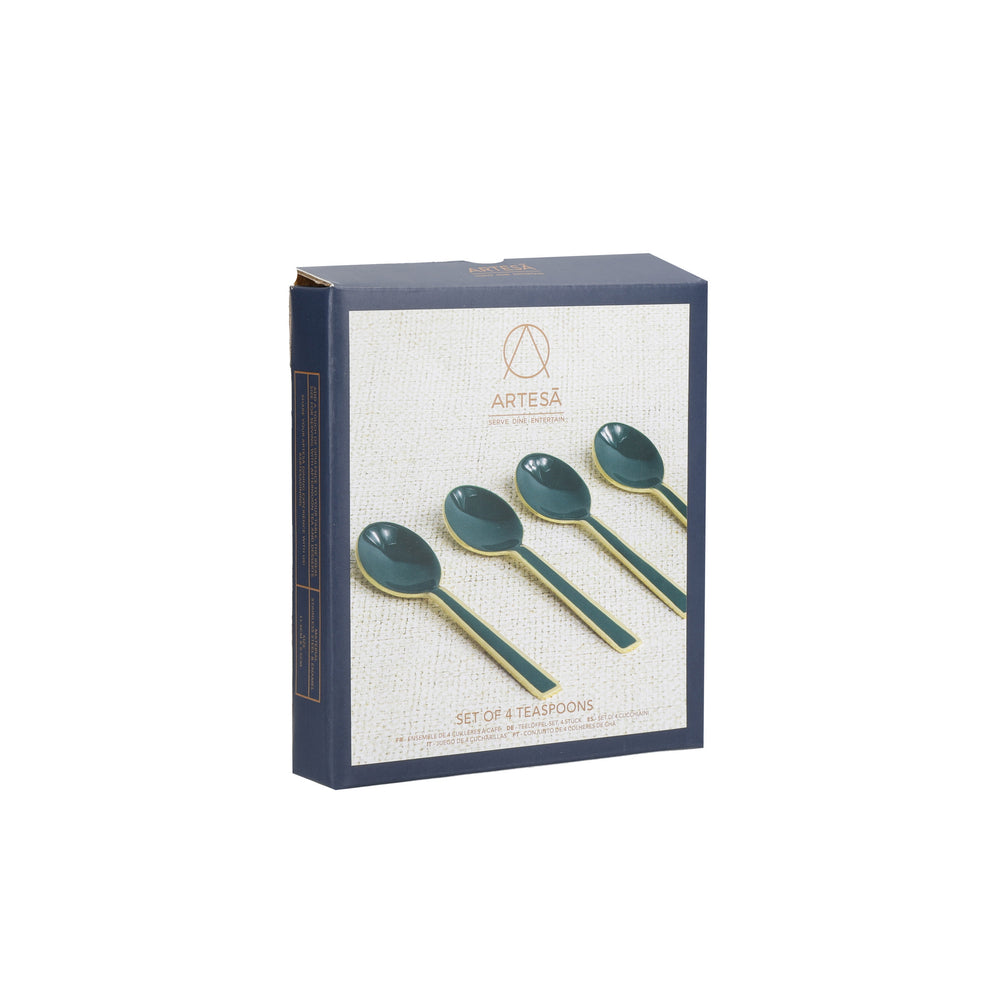 Artesà Set of Teaspoons - Green and Gold, 4 Pieces