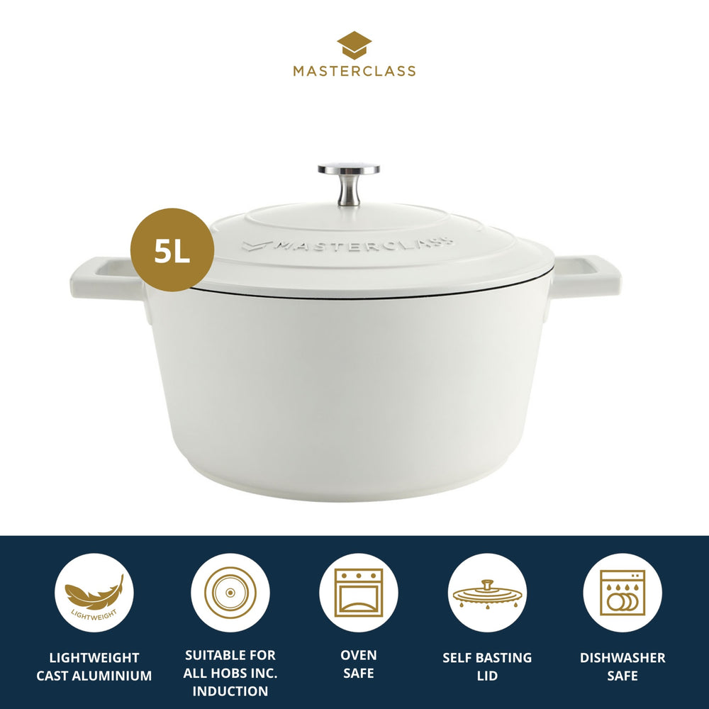 MasterClass Cream Cast Aluminium Casserole Dish, 5L
