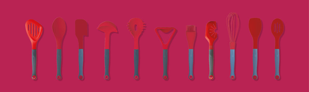 Colourworks Brights Red Long Handled Silicone-Headed Slotted Food Turner