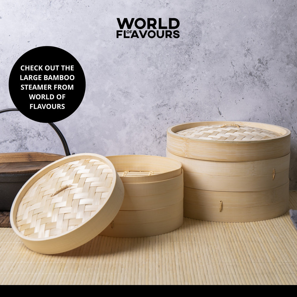 KitchenCraft World of Flavours Oriental Medium Two Tier Bamboo Steamer and Lid