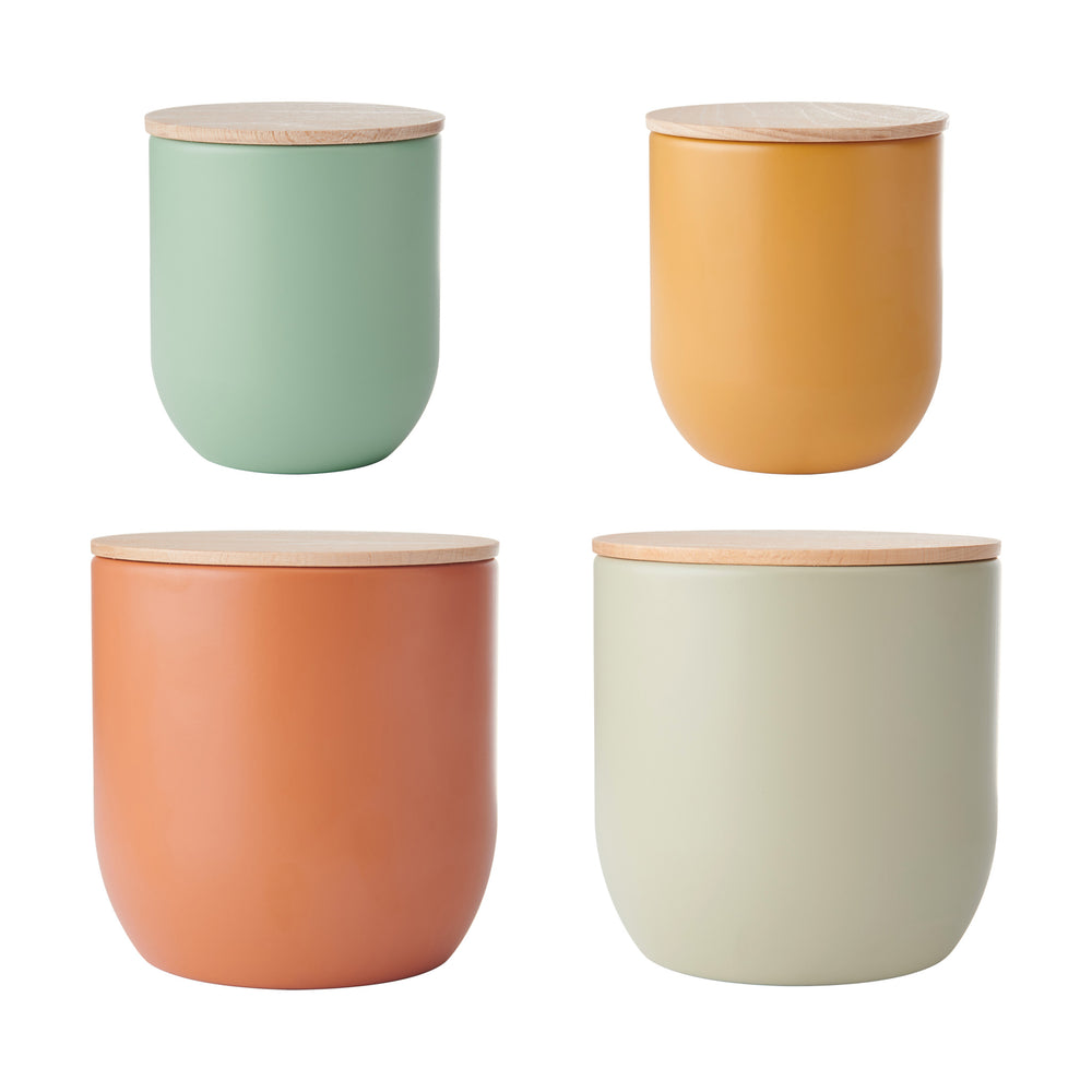 Idilica 4pc Metal Storage Canister Set with Beechwood Lid image 1