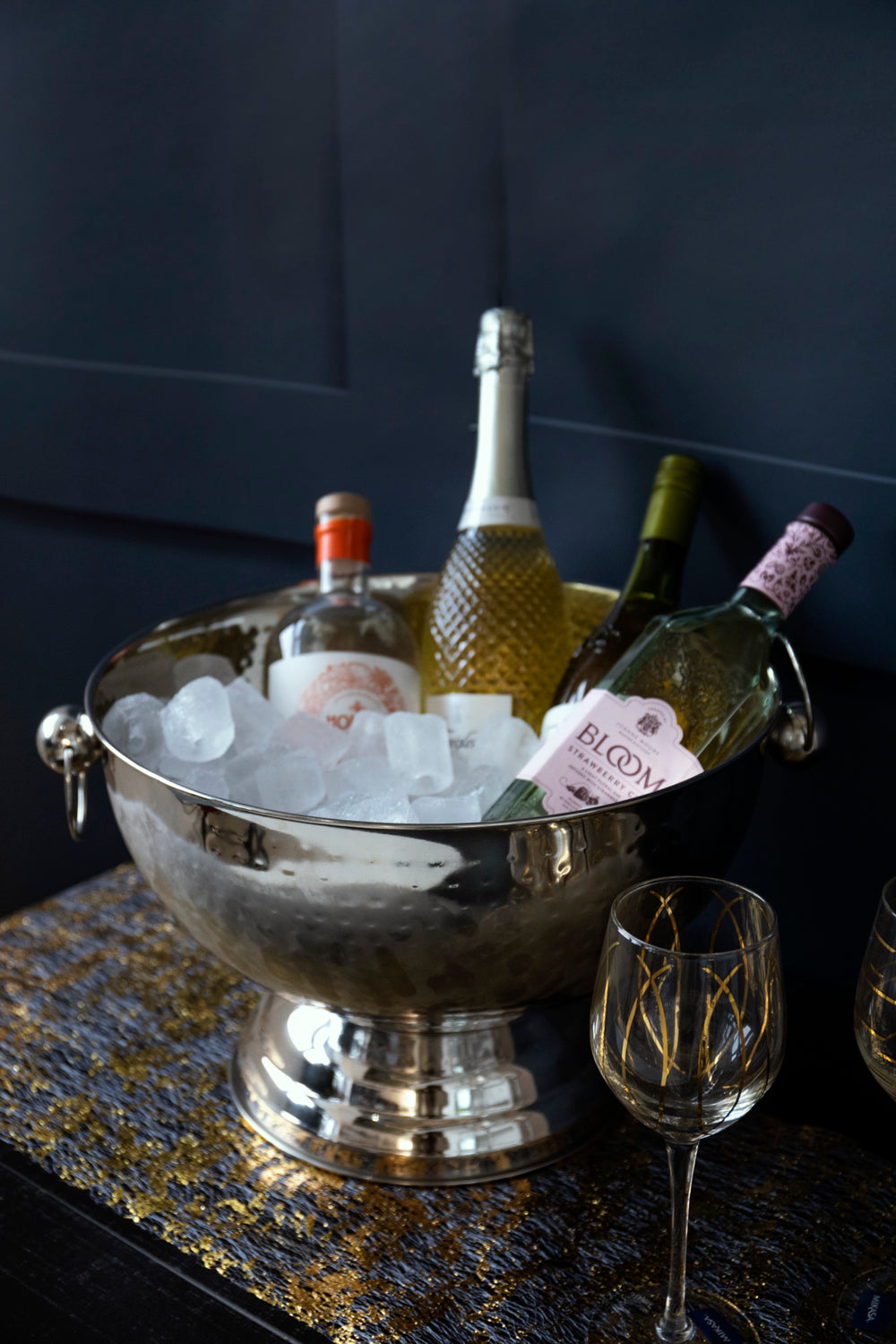 BarCraft Hammered Stainless Steel Champagne Bowl