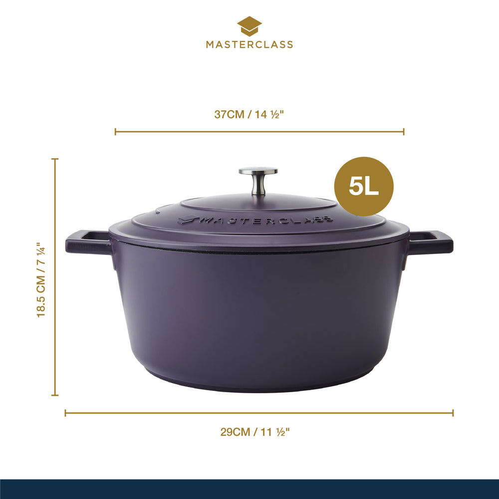 MasterClass Purple Cast Aluminium Casserole Dish, 28cm, 5L