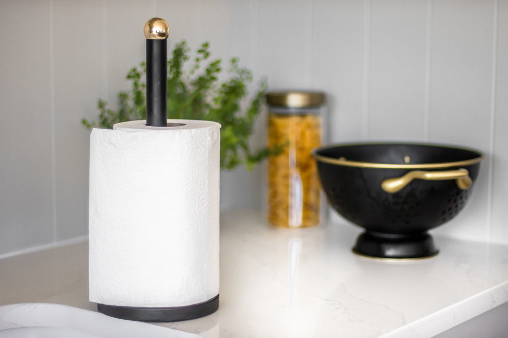 MasterClass Stainless Steel Matt Black and Brass Finish Towel Holder