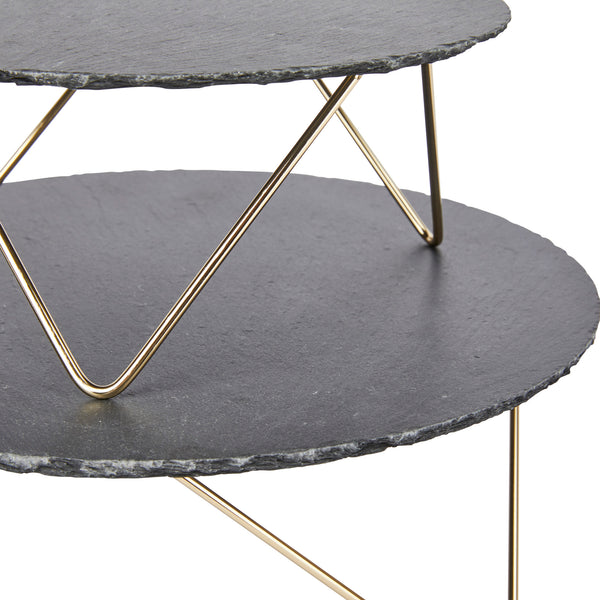 Artesà Tiered Serving Stand, 2 Slate Platters with Raised Metal Legs image 3