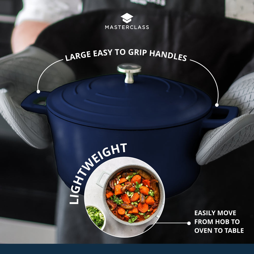 MasterClass Large 5 Litre Casserole Dish with Lid - Metallic Blue