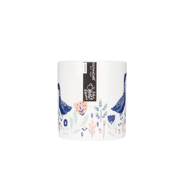Set of 4 KitchenCraft Fine Bone China Woodcut Goose 250ml Can Mugs image 3