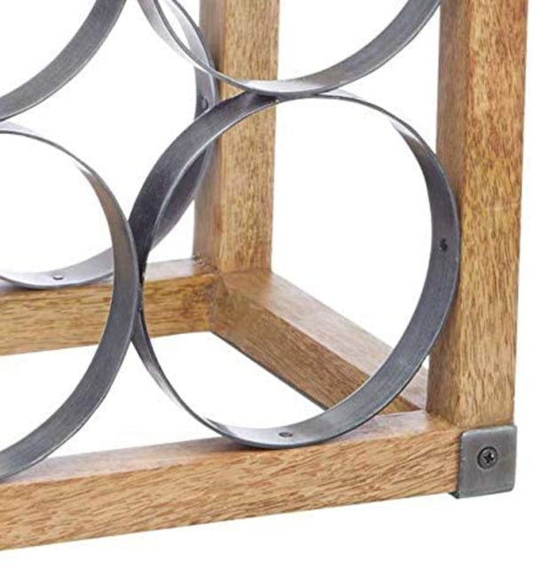 Industrial Kitchen Vintage-Style 6-Bottle Metal / Wooden Wine Rack image 3