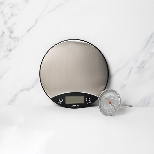 2pc Kitchen Tools Set including Black & Silver Dual Kitchen Scales 5kg and Pro Leave-In Meat Thermometer image 2