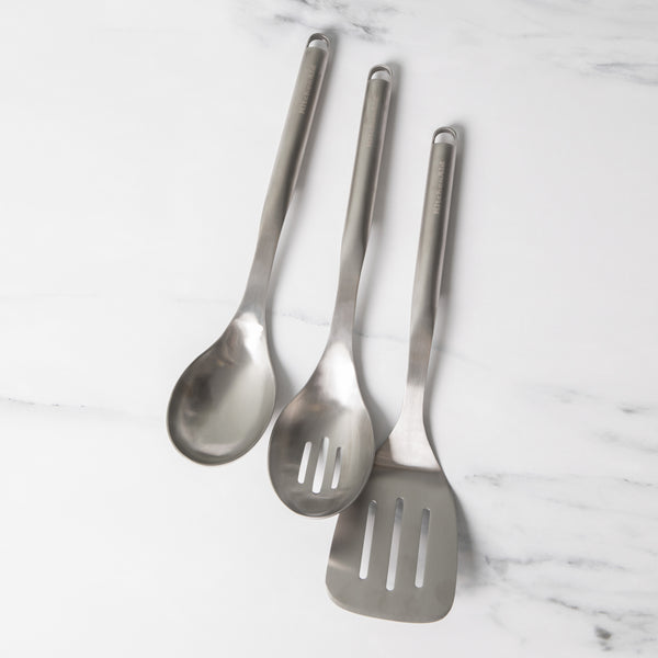 3pc Premium Stainless Steel Utensil Set including Slotted Turner, Slotted Spoon and Cooking Spoon image 2