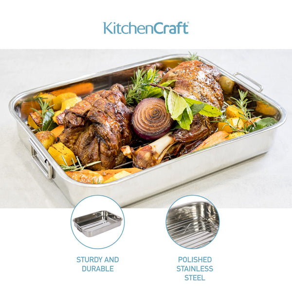 KitchenCraft Stainless Steel 43cm x 31cm Roasting Pan image 10