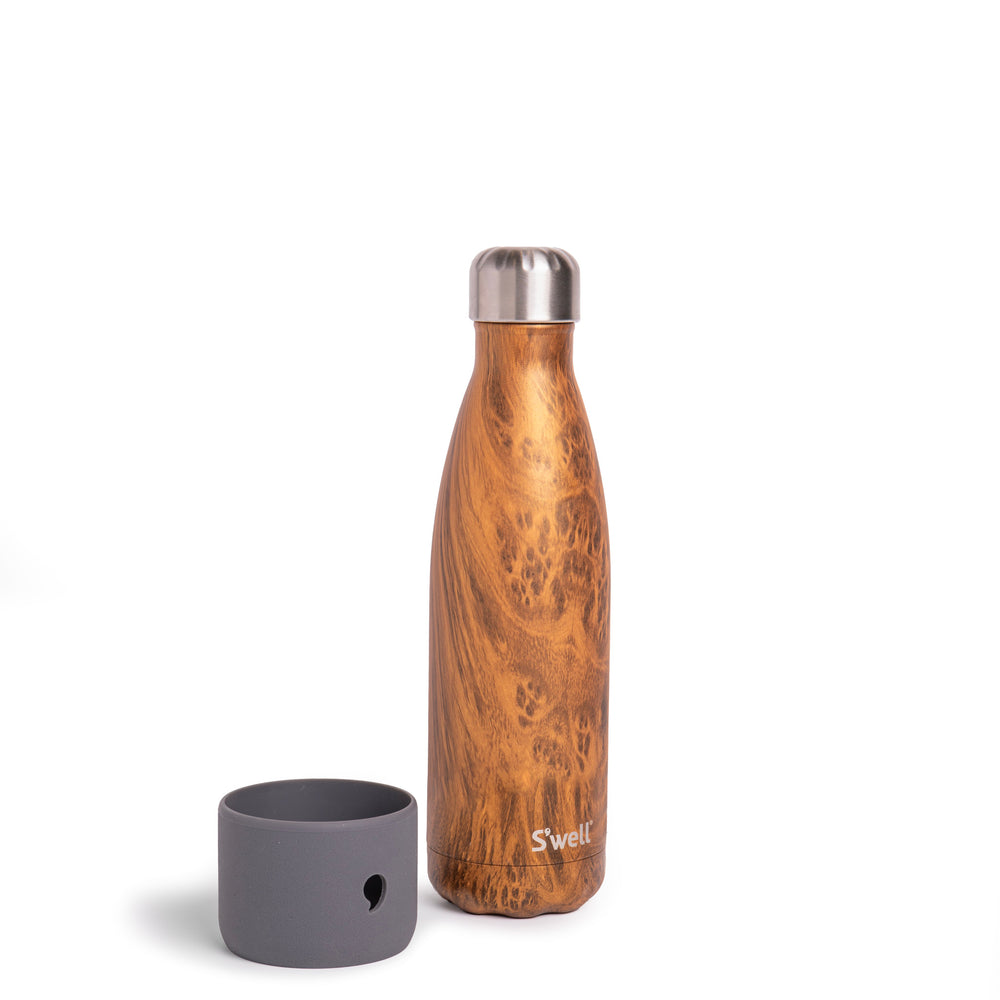 S'well 2pc Travel Bottle Set with Stainless Steel Water Bottle, 500ml, Teakwood and Grey Small Bumper image 1