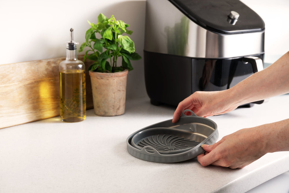 KitchenCraft Collapsible Air-Fryer Liner, Round, Silicone Liner, 20 x 20 x 6CM