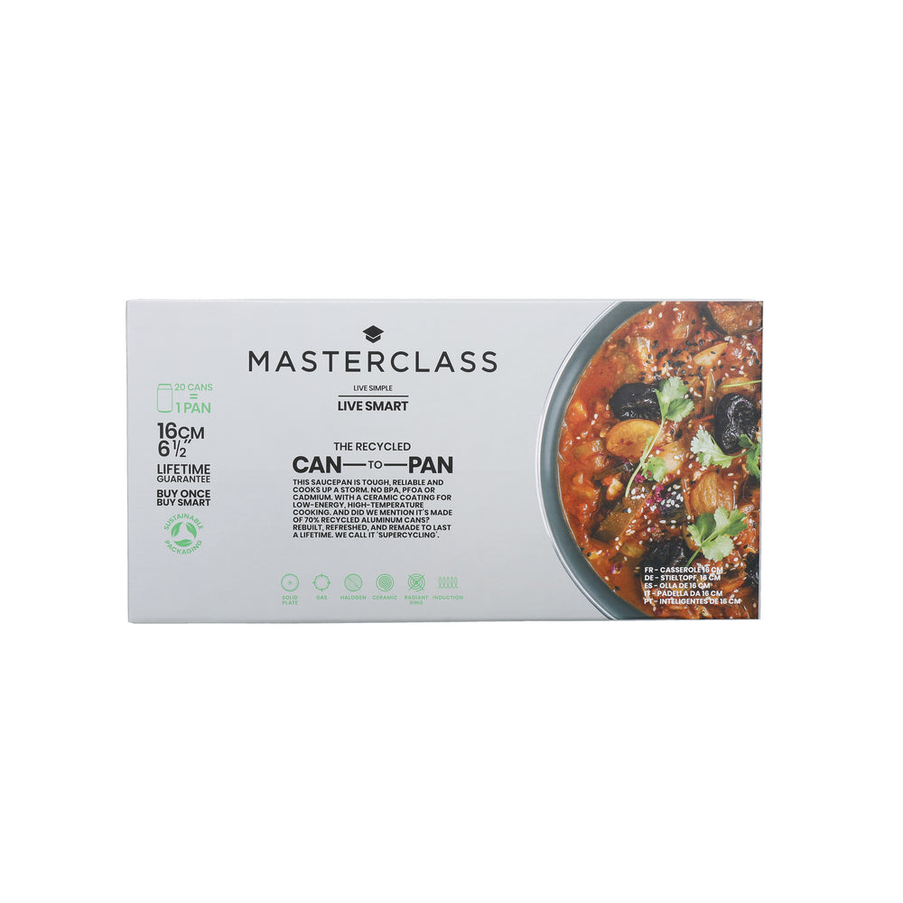 MasterClass Can-to-Pan 16cm Ceramic Non-Stick Saucepan with Lid, Recycled Aluminium