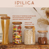 Idilica 3pc Glass Storage Jar Set with Beechwood Lid