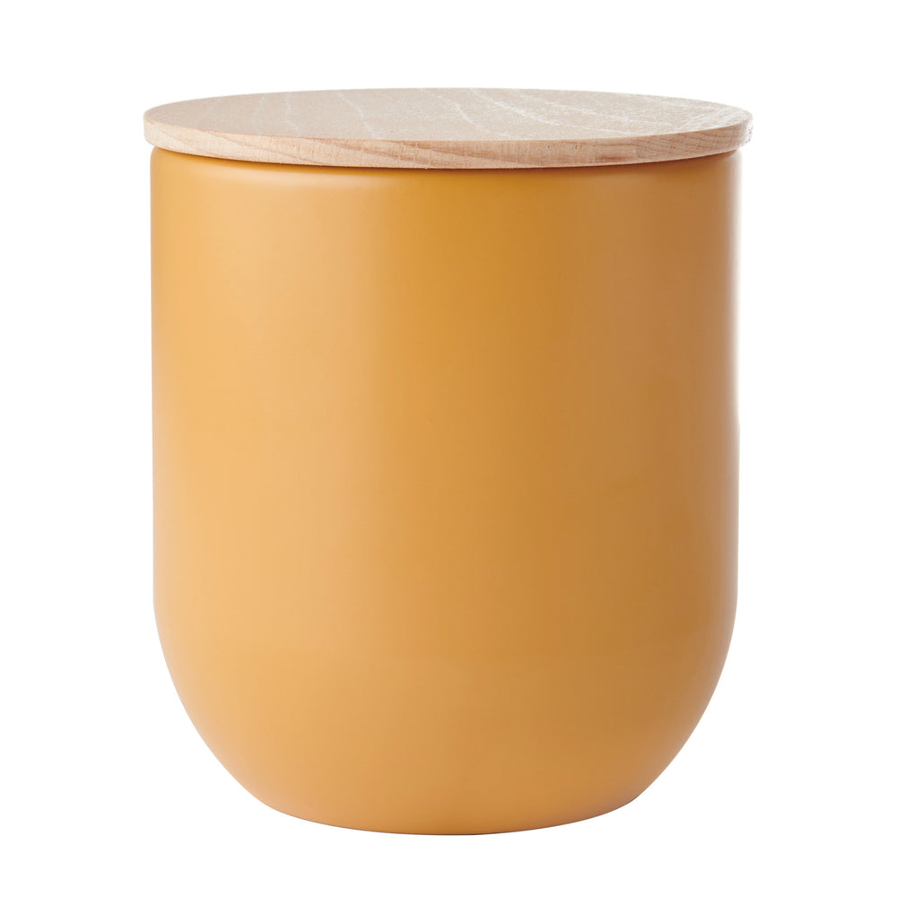 KitchenCraft Idilica Kitchen Canister with Beechwood Lid, 9 x 10cm, Yellow image 1