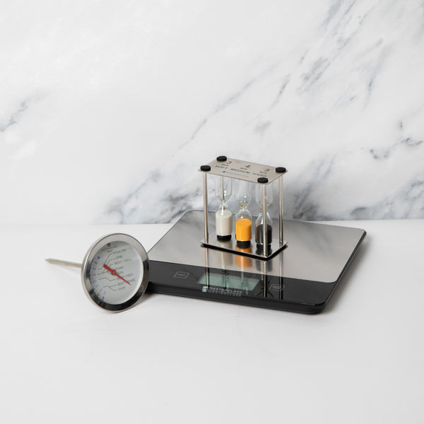 3pc Kitchen Tools Set with 'Dry & Liquid' Digital Kitchen Scales, Wireless Stainless Steel Meat Thermometer & Egg Timer image 2