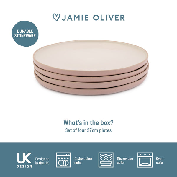 Jamie Oliver Big Love Perfect Plates, Stoneware, Set of 4, Pink, 27cm image 6