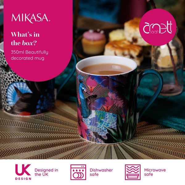 Mikasa x Sarah Arnett Porcelain Mug with Peacock Print, 350ml image 9