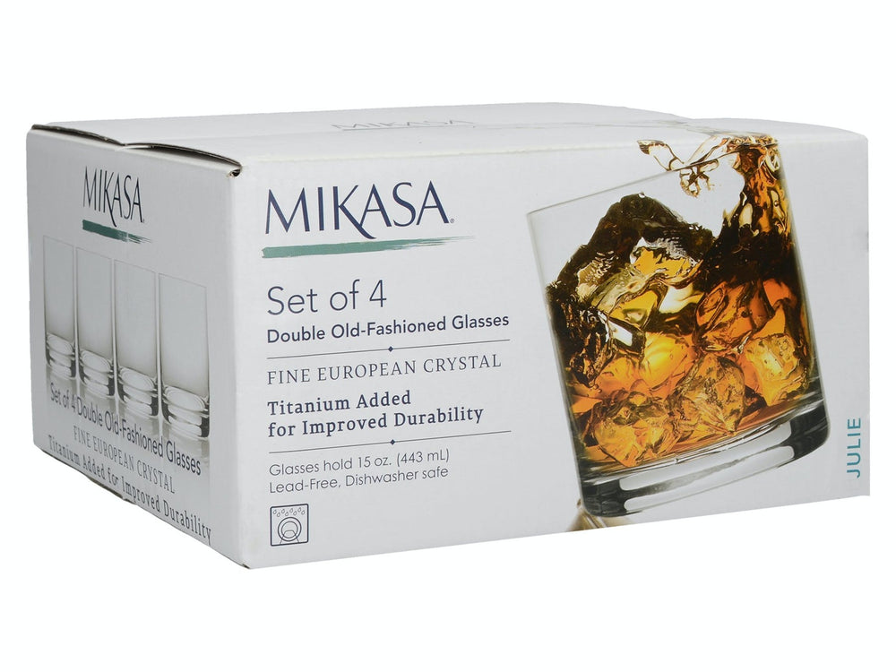 Mikasa Julie Set Of 4 15Oz Double Old Fashioned Drinking Glasses