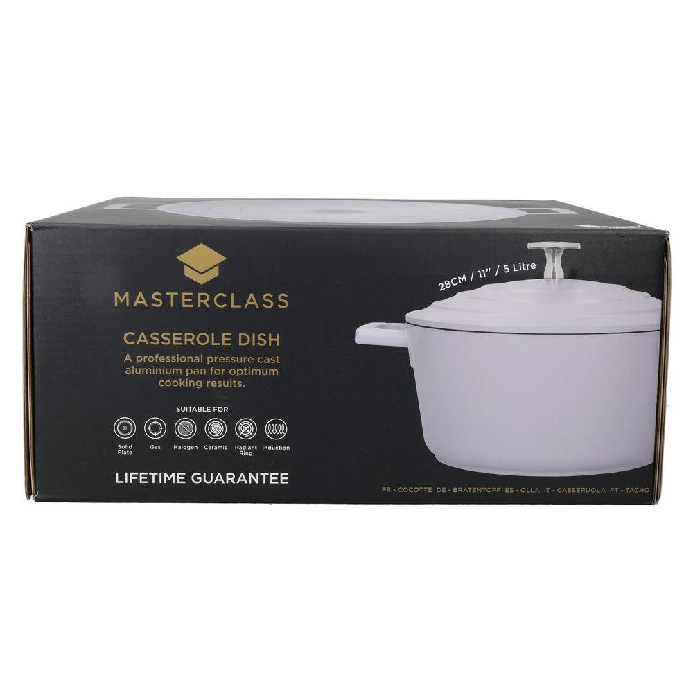 MasterClass Lavender Cast Aluminium Casserole Dish with Lid, 5L