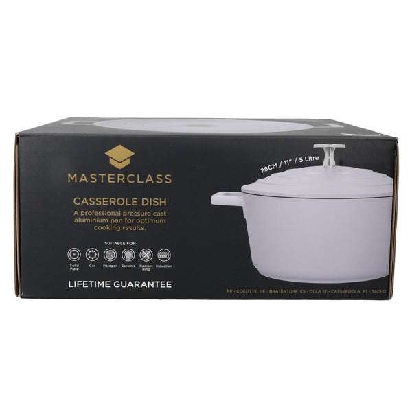 MasterClass Lavender Cast Aluminium Casserole Dish with Lid, 5L image 4