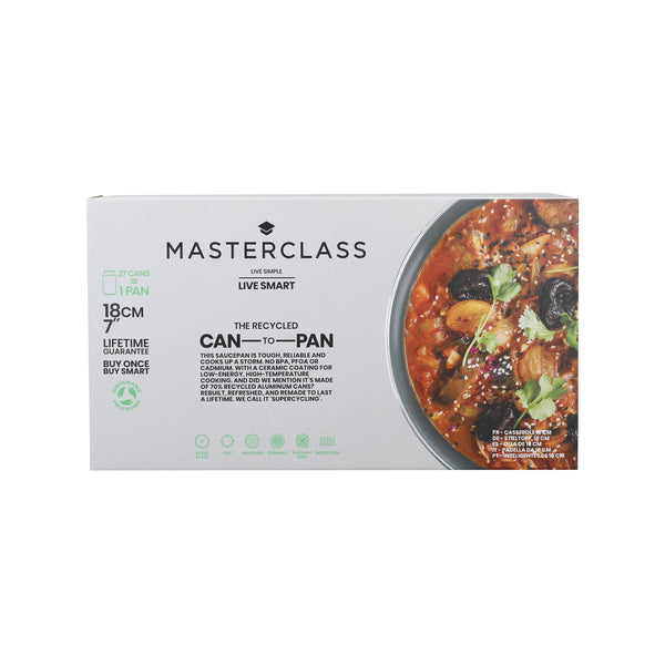 MasterClass Can-to-Pan 18cm Ceramic Non-Stick Saucepan with Lid, Recycled Aluminium image 4