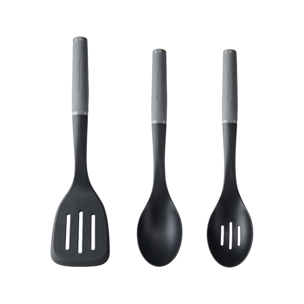 KitchenAid 3pc Soft Grip Spoon, Turner and Basting Spoon Set in Charcoal Grey image 1