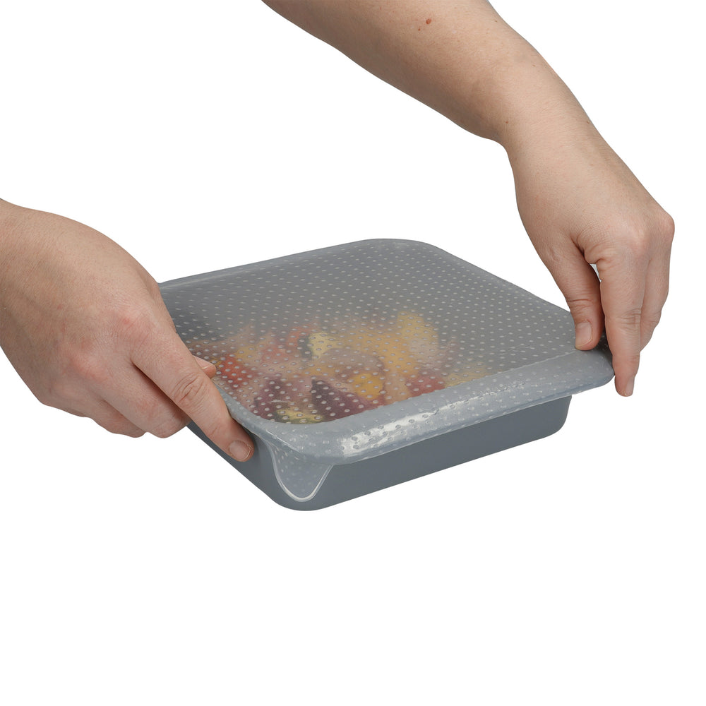 MasterClass Set of 4 Silicone Stretch Lids - Reusable Eco-Friendly Cling Film Alternatives