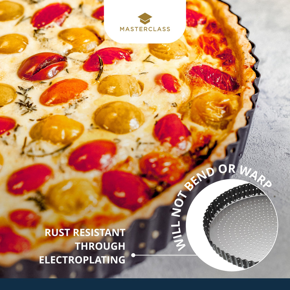 MasterClass Crusty Bake Non-Stick Fluted Round Flan / Quiche Tin, 28cm