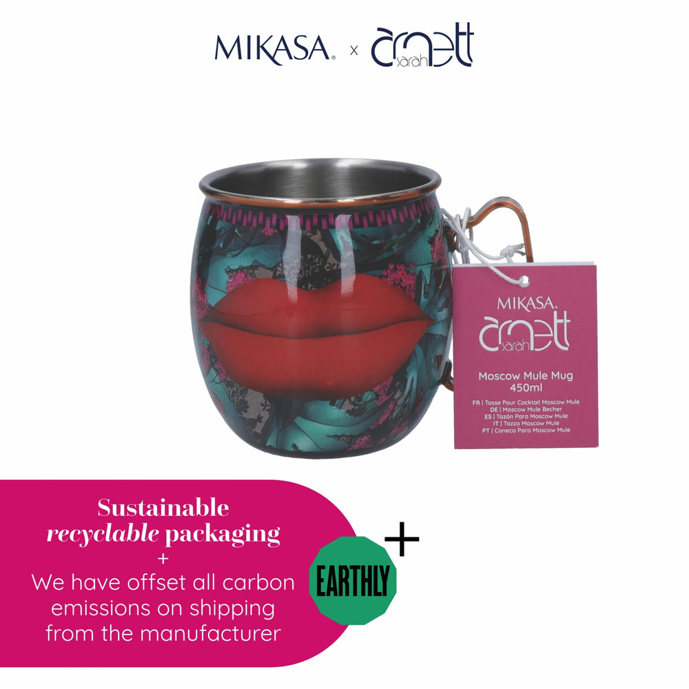 Mikasa x Sarah Arnett Stainless Steel Moscow Mule Mug with Lip Print, 450ml