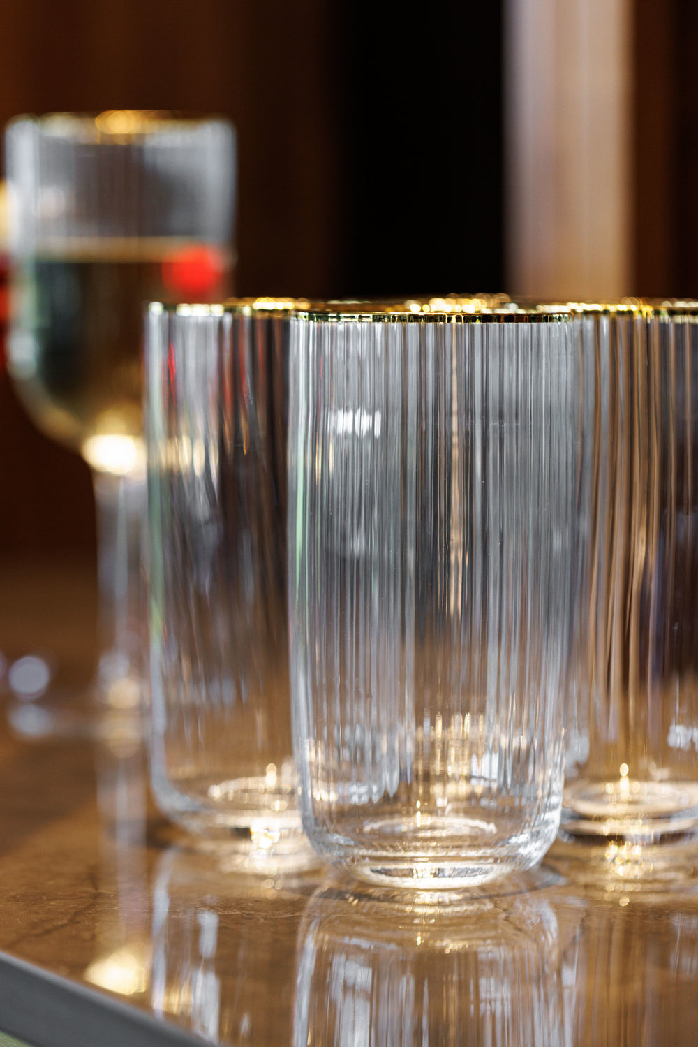 Mikasa Sorrento Ridged Crystal Highball Glasses, Set of 4, 510ml