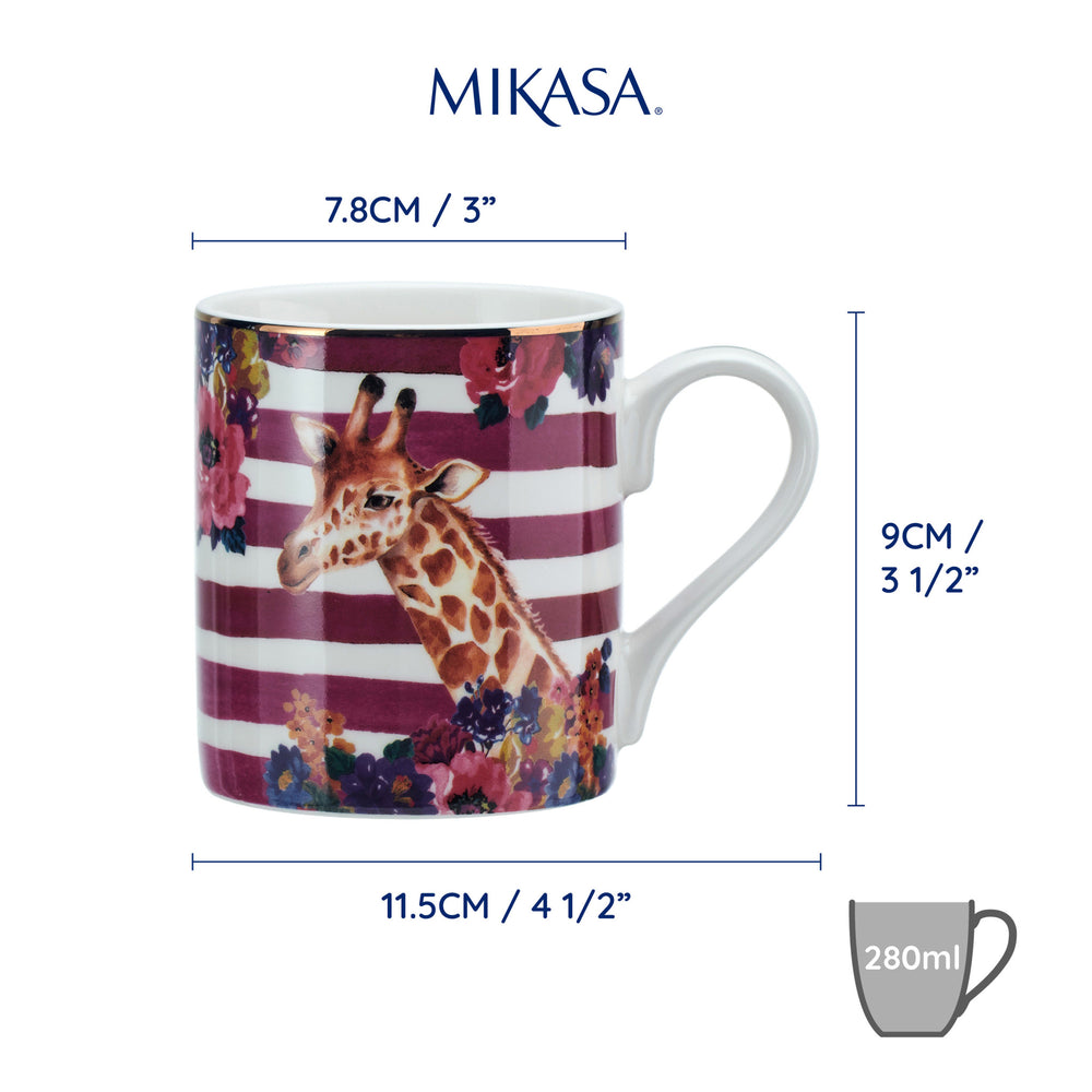 Mikasa Wild at Heart Giraffe Print Porcelain Mug, 280ml
