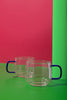 La Cafetière Glass Mug With Green Glass Handle, Set of 2, 275ml