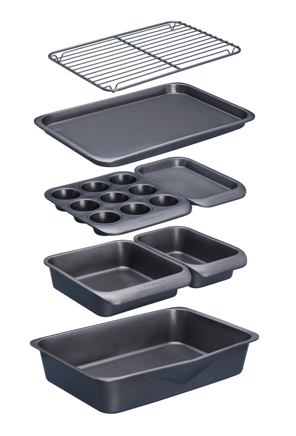 MasterClass Set of Gift-Boxed Smart Space Stacking Non-Stick Bakeware Set 7 Piece, Three-in-One Trivet Set image 4