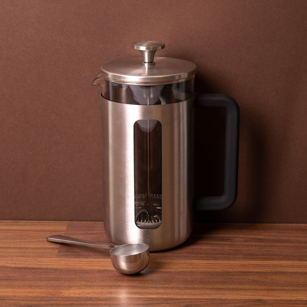2pc Cafetière Set including Pisa 8-Cup Brushed Stainless Steel Cafetière and Stainless Steel Coffee Measuring Scoop