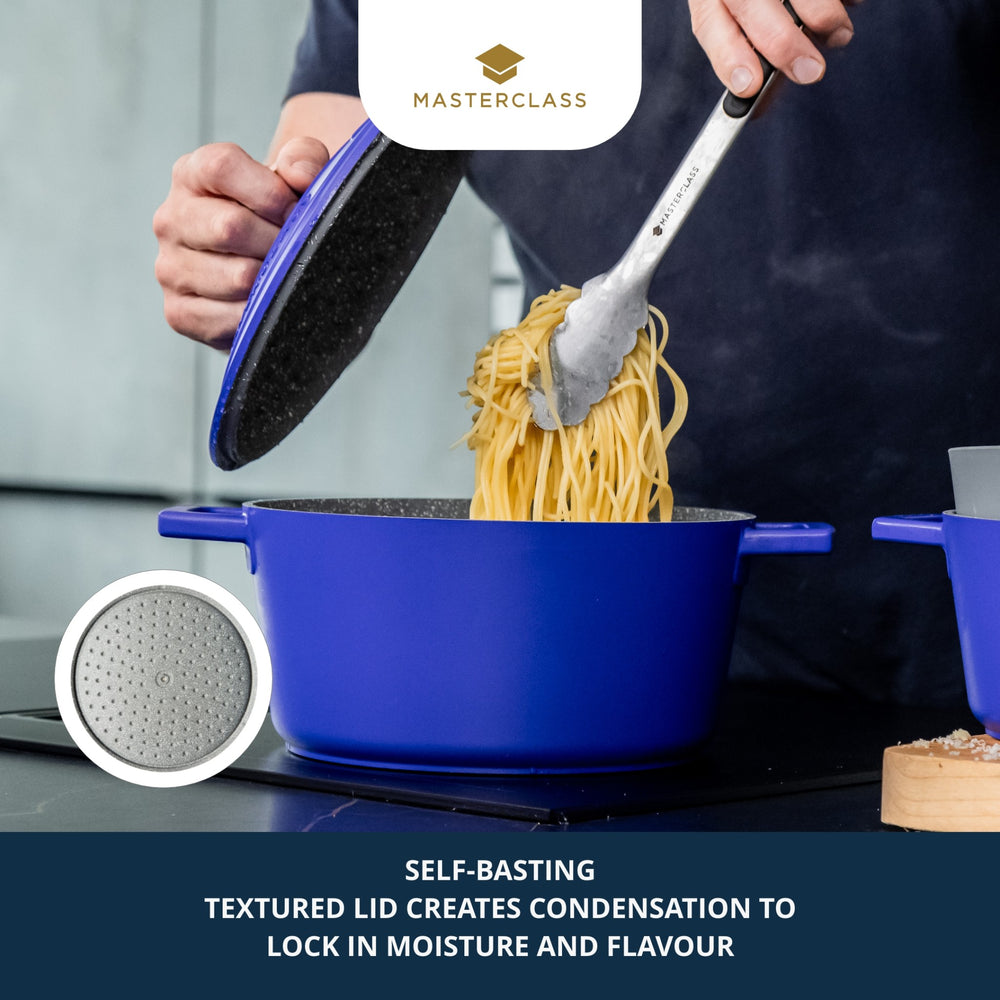 MasterClass Electric Blue Cast Aluminium Casserole Dish, 5L