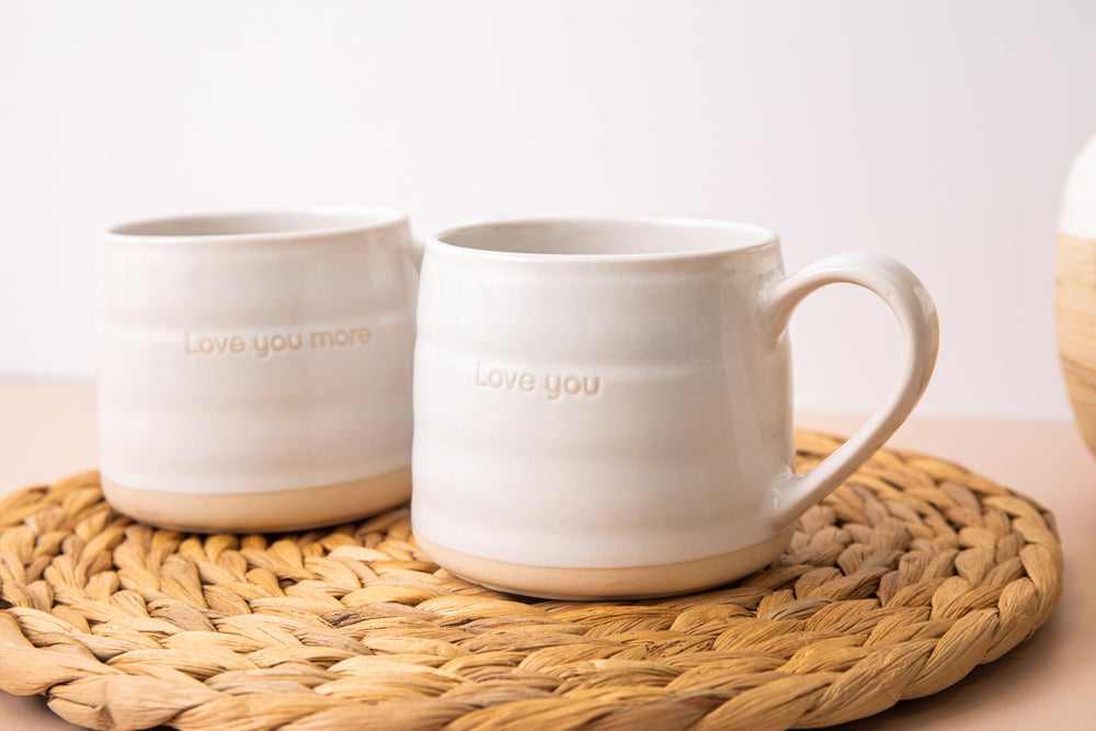 Mikasa Farmhouse Love Ceramic Mugs, Set of 2, 380ml, White