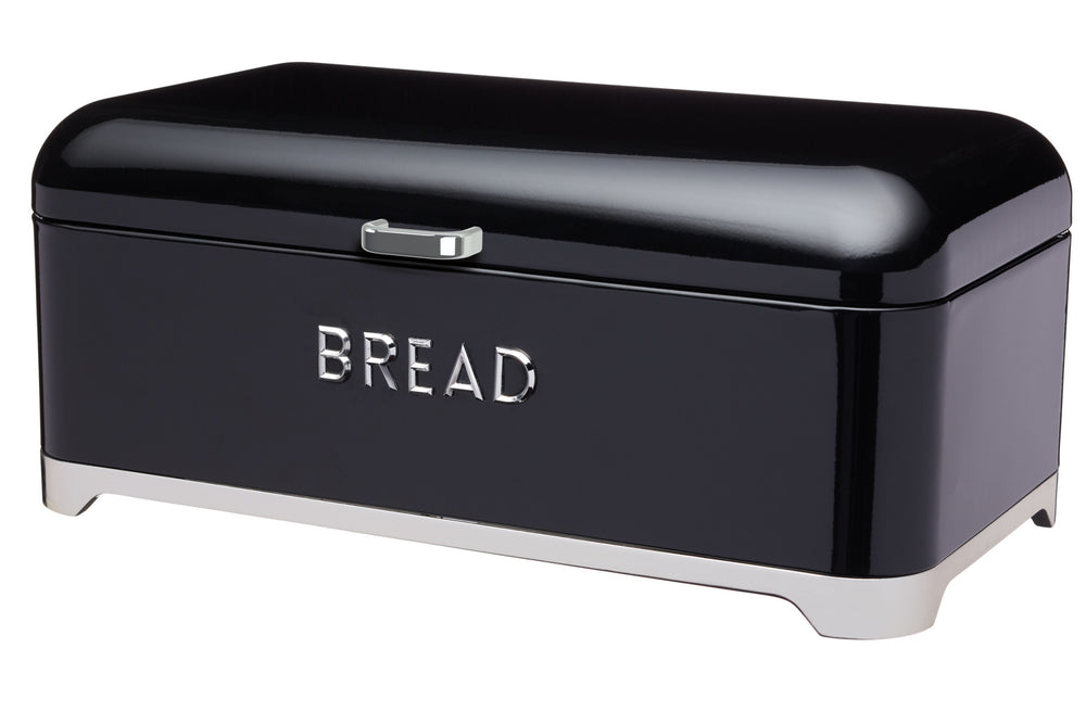 2pc Gift-Tagged Midnight Black Storage Tin Set with Airtight Lids, including Bread Bin, 42x22x19cm & Cake Tin, 26x26x19cm