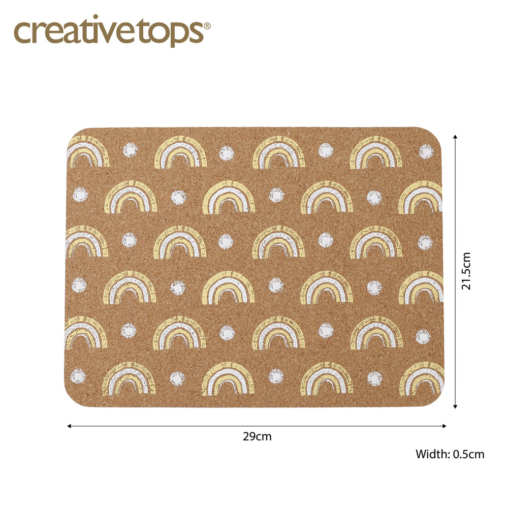 Creative Tops Printed Cork Placemats, Set of 4, Rainbow Design, 29 x 21.5 cm