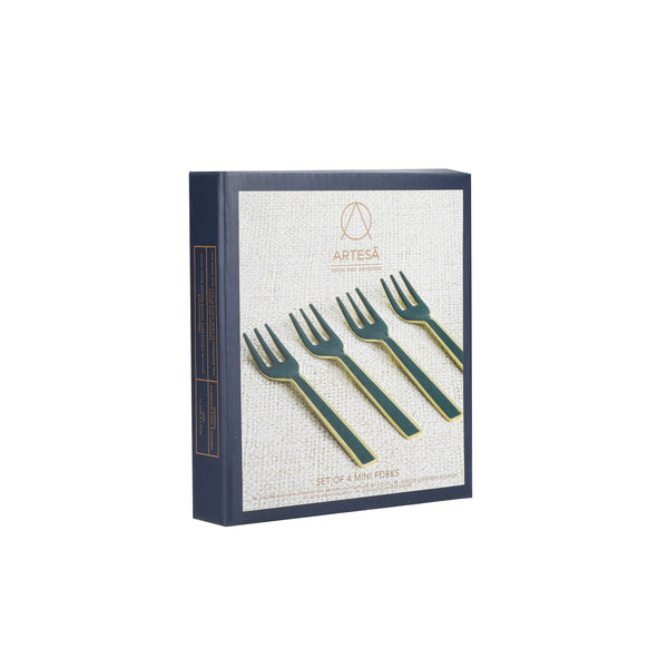 Artesà Set of Mini Serving Forks - Green and Gold, 4 Pieces image 4