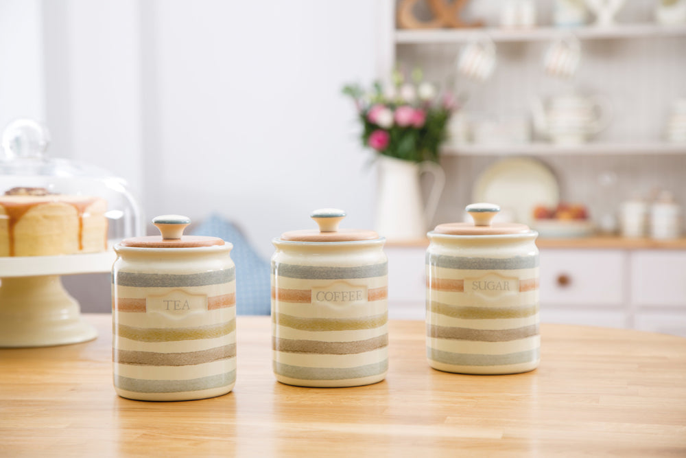 Classic Collection Striped Ceramic Tea Caddy