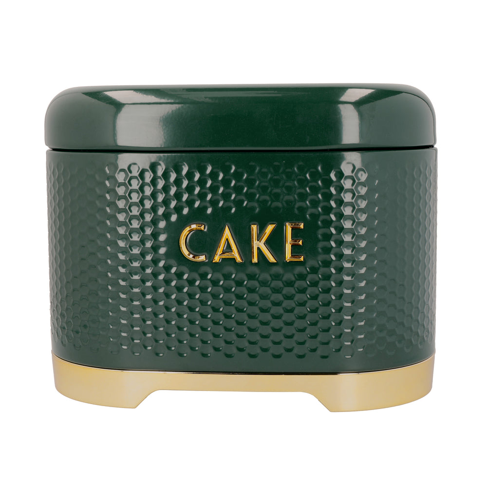 2pc Gift-Tagged Hunter Green Kitchen Storage Set with Textured Cake Tin and Bread Bin - Lovello