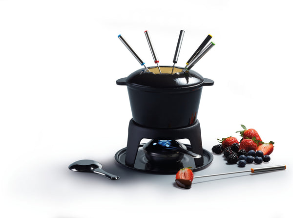 MasterClass Cast Iron Enamelled Black Fondue Set image 2