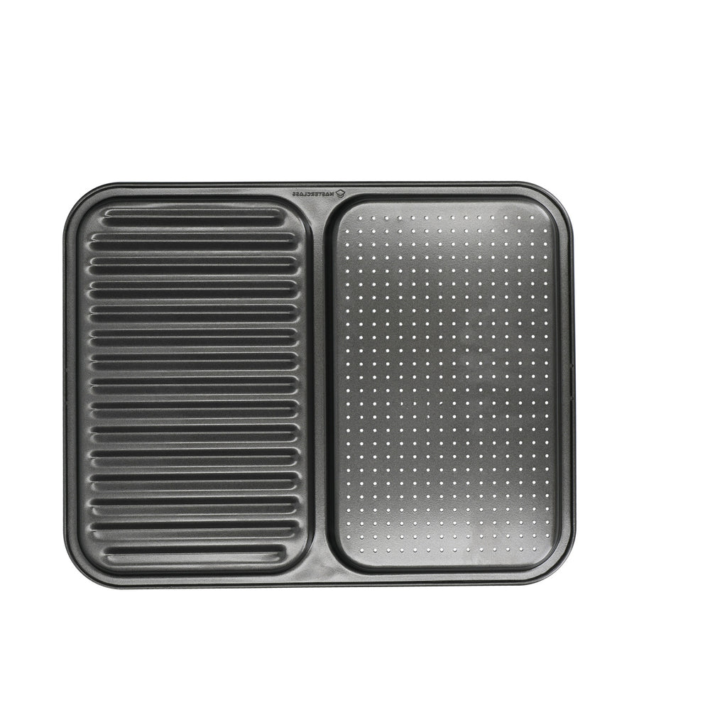 MasterClass Non-Stick 2-in-1 Divided Crisping Tray / Ridged Baking Tray