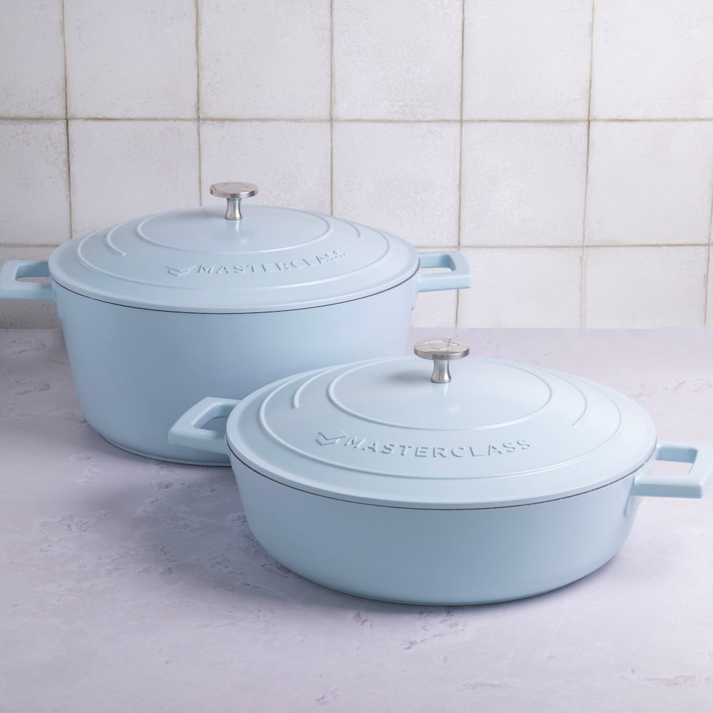 MasterClass 2pc Casserole Dish Set with 5L Cast Aluminium Casserole Dish and 4L Shallow Casserole Dish