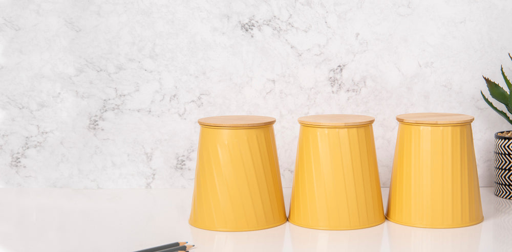 KitchenCraft Storage Canisters - 1.3 L, Yellow, Set of 3