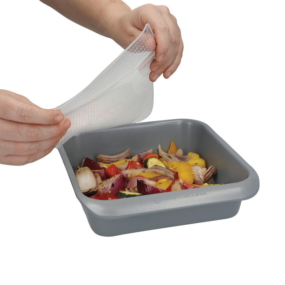 MasterClass Set of 4 Silicone Stretch Lids - Reusable Eco-Friendly Cling Film Alternatives