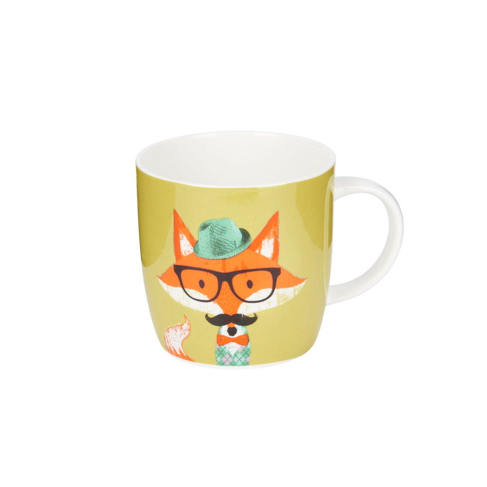 KitchenCraft China 425ml Fox Specs Barrel Shaped Mug
